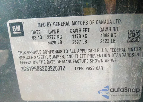 2013 Cadillac Xts Luxury из США, поврежденный, VIN 2G61P5S32D9220372